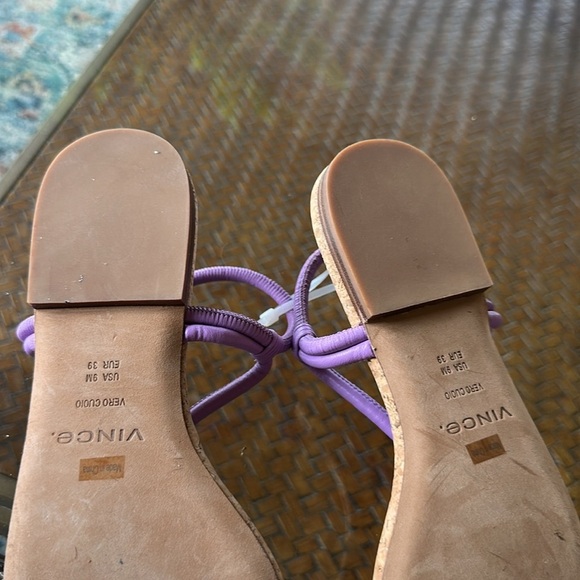 Vince Womens Hazen Purple Leather Flats Slingback T-Strap Sandals Shoes NWT - Picture 8 of 8